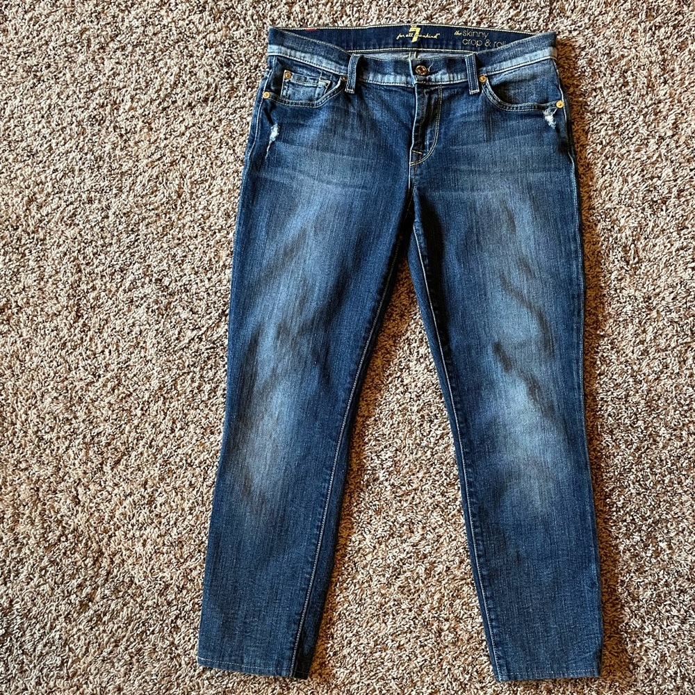 7 for all Mankind The Skinny Crop & Roll cropped capri Size 27 EUC Made in USA